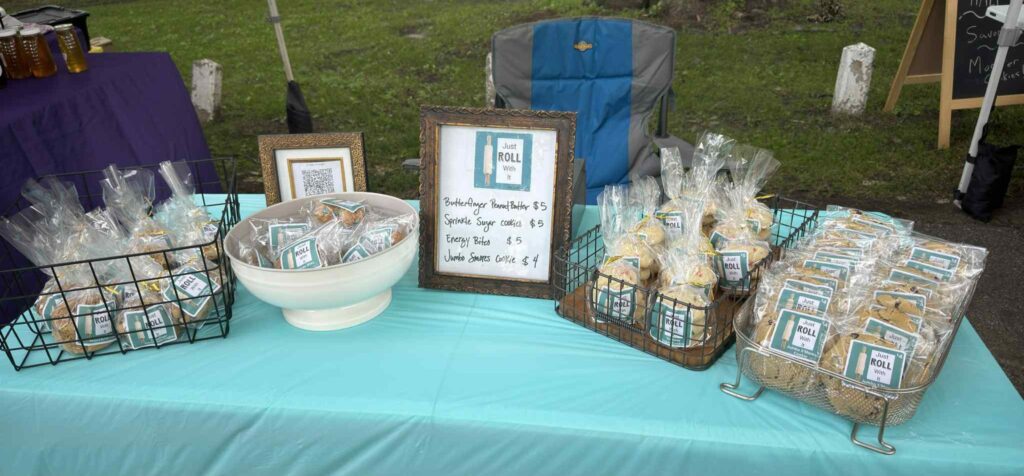 Celebrating National Farmers Market Week – One Cookie at a Time farmers market booth for selling baked items crop
